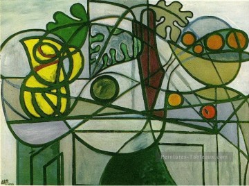 Pichet coupé fruits et feuillage 1931 cubisme Pablo Picasso Peinture à l'huile